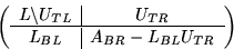 \begin{displaymath}
\left( \begin{array}
{c \vert c}
L \backslash U_{TL} & U_{TR} \\  \hline
L_{BL} & A_{BR} - L_{BL} U_{TR}\end{array}\right)\end{displaymath}