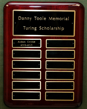 The Danny Toole Memorial Turing Scholarship Fund Plaque
