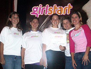 (left - right) Serita Van Groningen, Lisa C. Kaczmarczyk, Alison N. Smith, Maria E. Jump, and Rachel Muir, founder of GirlStart.