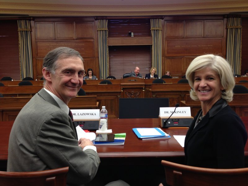 Kathryn McKinley sits with Ed Lazowska (Computing Research Association) on the House Science Committee's Subcommittee on Research and Science Education.