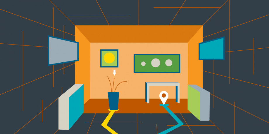 Illustration of a room and all of the items in it as obstacles to navigate around.