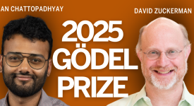 UT Computer Scientists Eshan Chattopadhyay and David Zuckerman win the 2025 Gödel Prize for groundbreaking research in theoretical computer science. Portraits of Eshan Chattopadhyay and David Zuckerman against a burnt orange background with bold white text that reads: ‘2025 Gödel Prize.’ Their names appear above their respective photos.