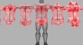 The user is presented with a ribbon of choices for the torso, which are colored according to their distance from the target mesh.