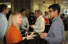 A UTCS student learns about internship prospects from an Emerson Process Managem