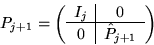 \begin{displaymath}
P_{j+1} =
\left( \begin{array}
{c \vert c}
I_{j} & 0 \\ \hline
0 & \hat{P}_{j+1} \end{array}\right)\end{displaymath}