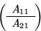 \begin{displaymath}
\left( \begin{array}
{c}
A_{11} \\  \hline
A_{21} \end{array}\right)\end{displaymath}
