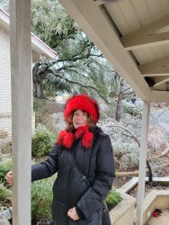 Elaine in the ice storm.