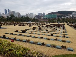gravestones in the Korean cemetery