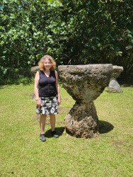 Elaine in front of a latte stone