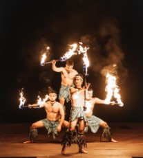 men performing with fire at the TaoTao Tasi show